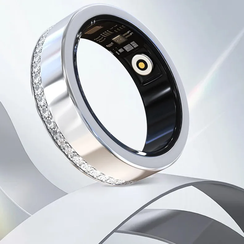 Cross-border new V8 mozzarella edge diamond smart ring monitors sleep blood oxygen depth waterproof multi-function smart ring