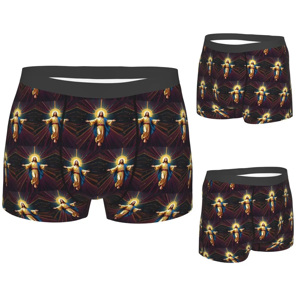 

Boxer Underpants Shorts Catholicism Saints Jesus Mary Panties Men Breathable Underwear for Homme Man Boyfriend Gifts