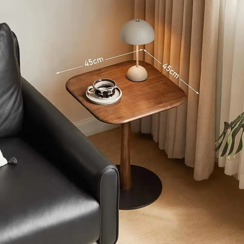 Solid Wood Chinese Style Sofa Side Table, Walnut Small Square Table For Living Room Small Apartment Home Furniture