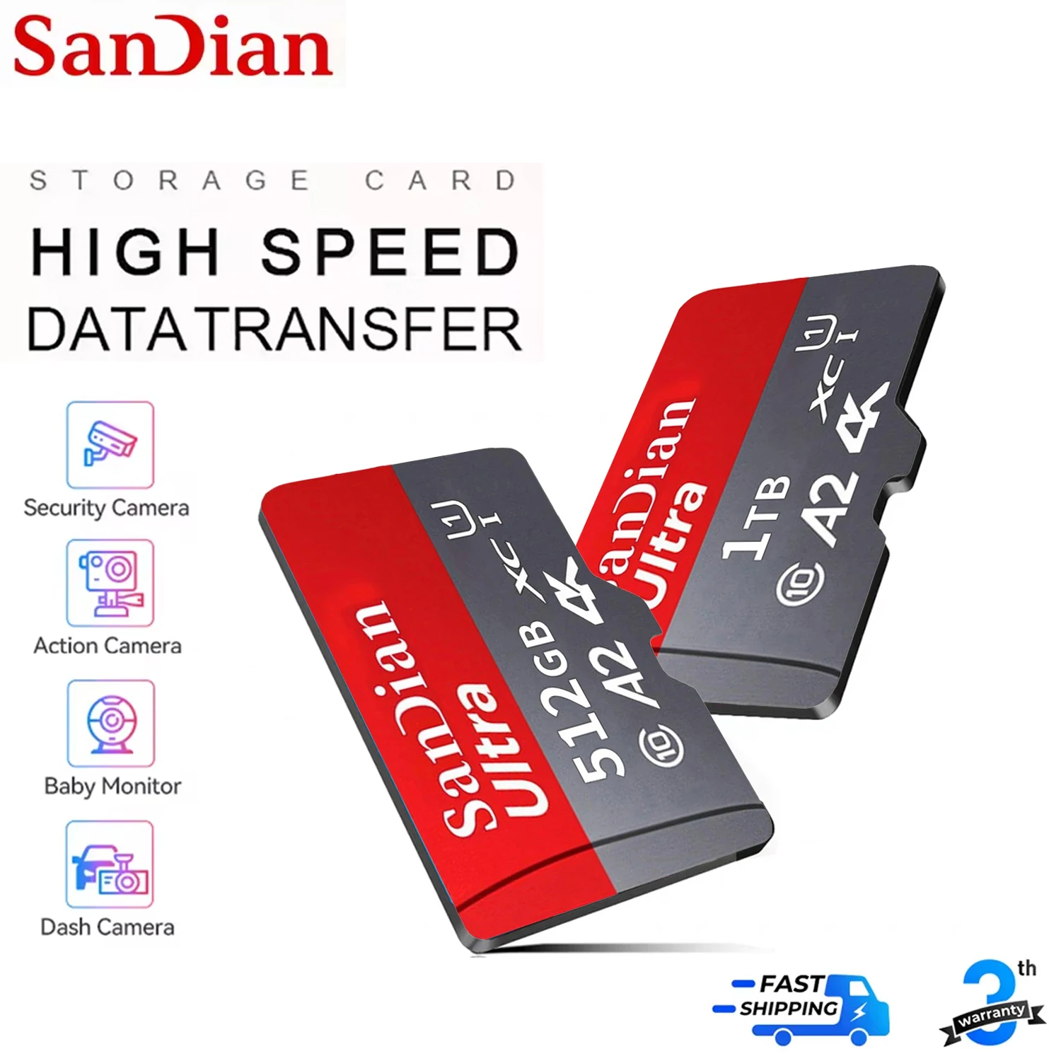 بطاقة ذاكرة SD جديدة، فئة A2، سرعة U3، فئة V30، سرعة عالية، بطاقة Micro SD، سعة 2 تيرابايت، 1 تيرابايت، تدعم فيديو 4K عالي الدقة، بطاقة TF، سعة 128 جيجابايت، 256 جيجابايت، 512 جيجابايت، مناسبة للكامير