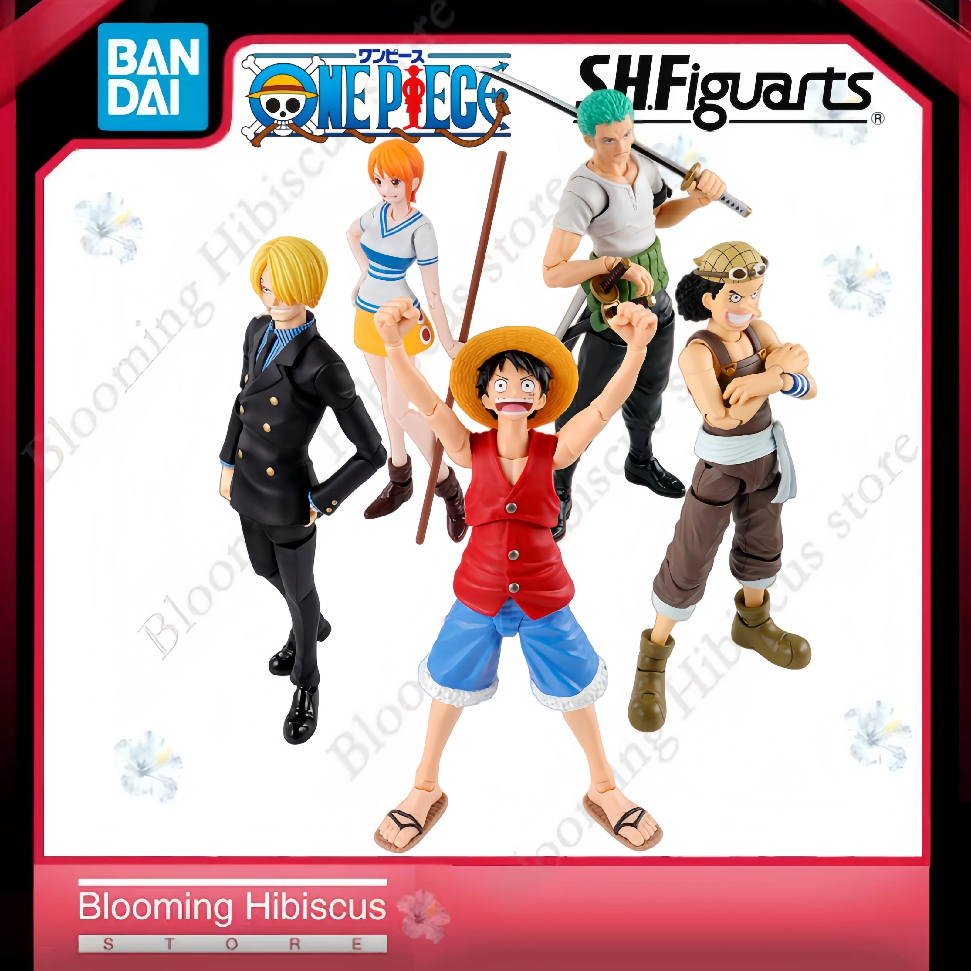 

Authentic Bandai One Piece SHF Romance Dawn Luffy Zoro Nami Sanji Usopp Set Anime Toys Action Figure Collectible Model In Stock