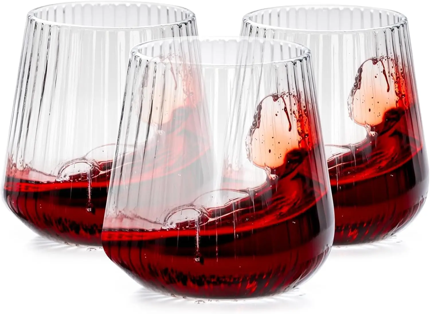 

30 Pack Plastic Ribbed Wine Glasses - 14 OZ Thicker Origami StemlDisposable Wine Champagne Whiskey