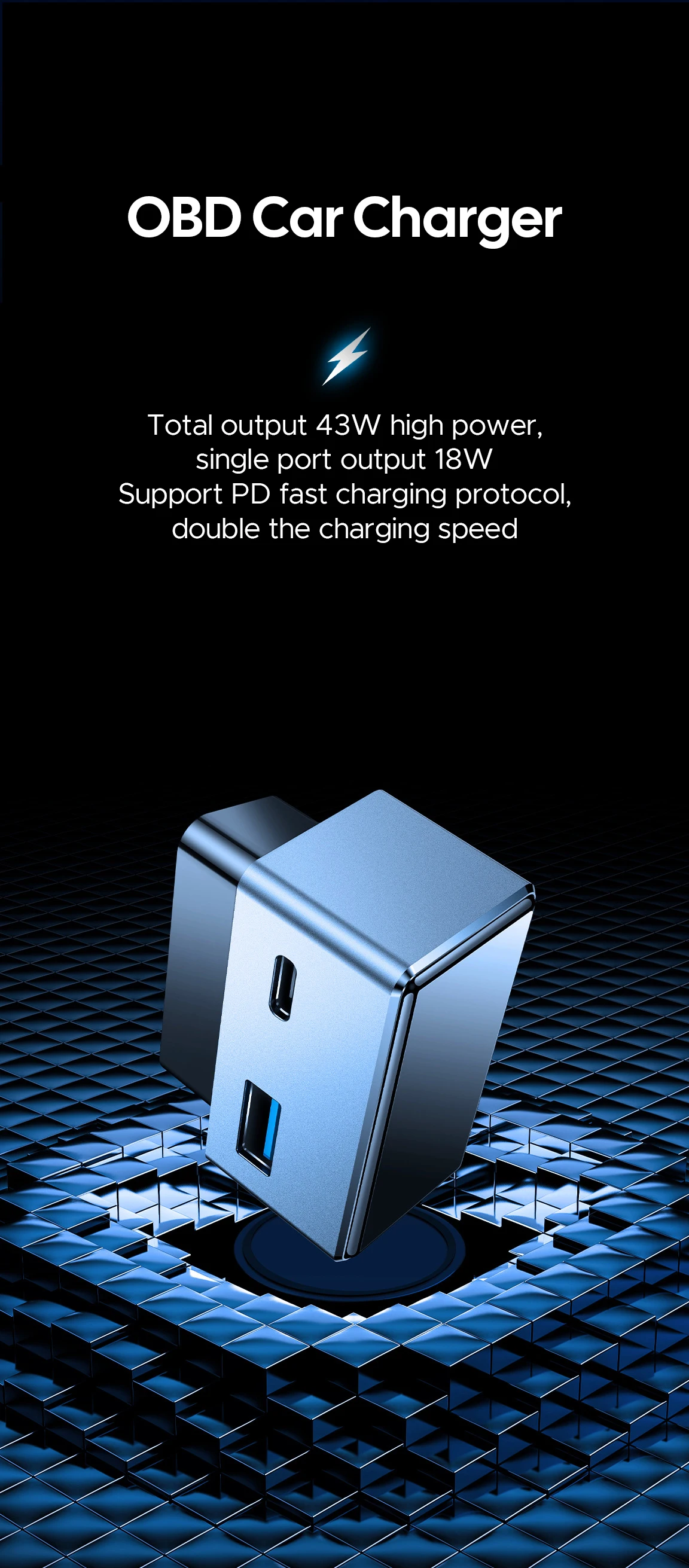 OBD-Adapter Ladeverteiler USB-C-Anschluss Ladegerät für Tesla 2026 2025 Neues Modell Y Juniper 2025+ Markteinführung – Detail 2