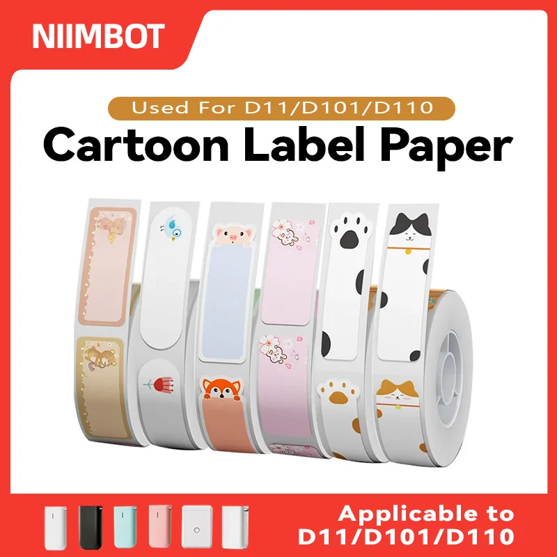 Niimbot D11/D101/D110 cute cartoon color thermal label sticker self-adhesive waterproof sticker mini portable printer