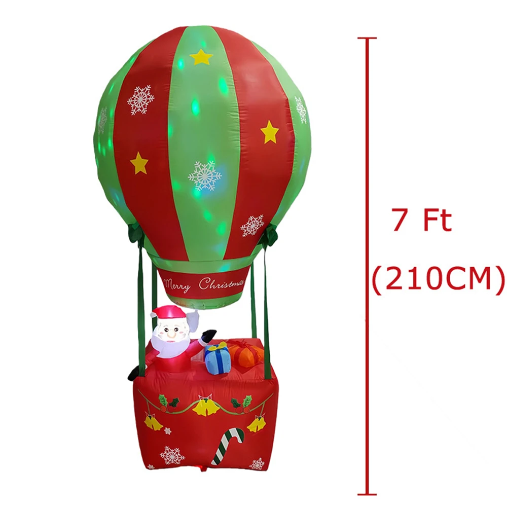7FT عيد الميلاد نفخ اللعب الديكور منطاد الهواء الساخن مع سانتا كلوز نفخ نموذج LED أضواء في الهواء الطلق عيد الميلاد ديكور هدية #1