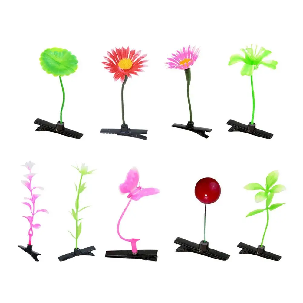 5pcs Mini Bean Sprout ผม Grips เด็กสาวหวานปลูกผมตลกโรงงานคลิปคลิป Headwear Hairpins หญ้า Claw ผมหญ้า T2q1
