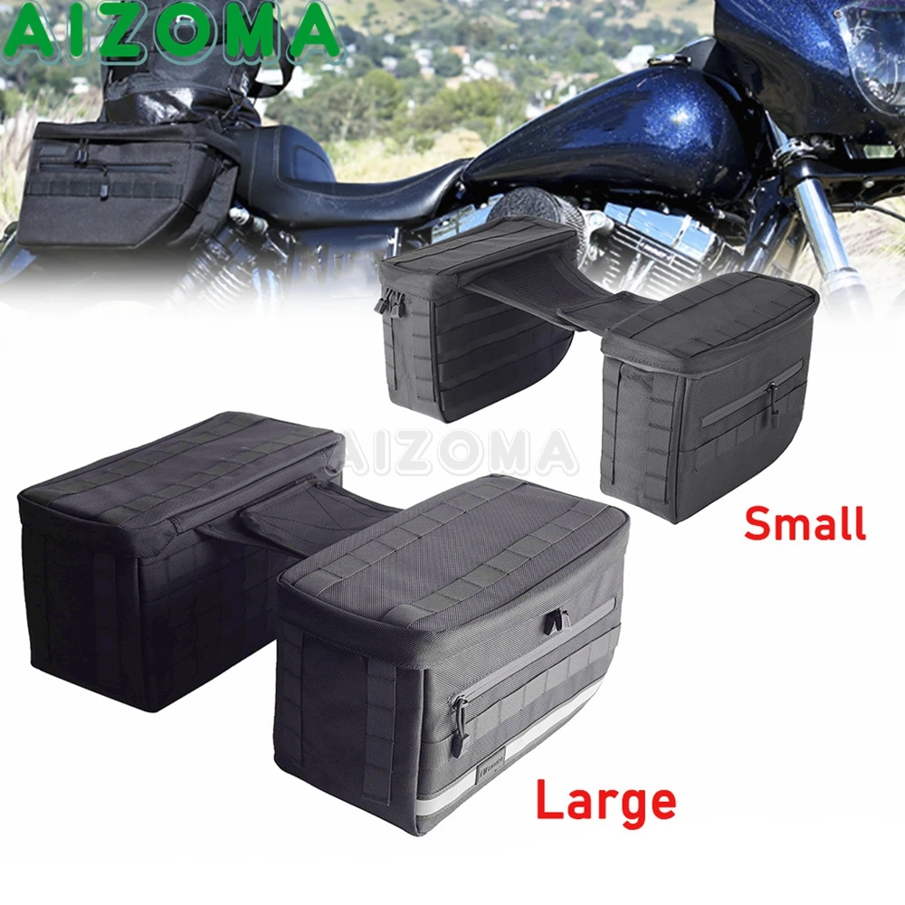 Motorcycle Bags Waterproof Front Handle Bars Storage Bag Custom Saddlebags For Harley Sportster XL Dyna Softail Side Saddle Bags