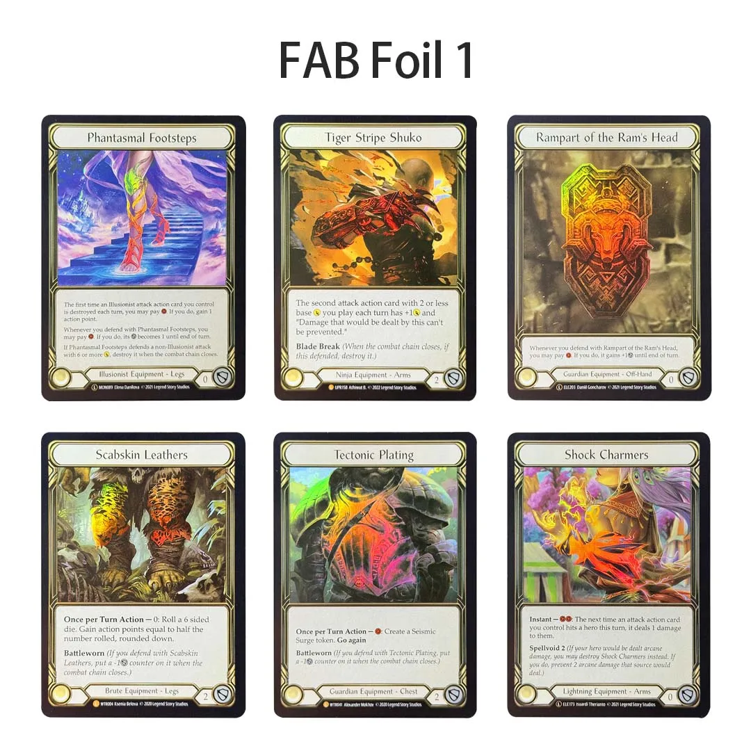 Holo Foil Fantasy TCG Cards, Collectible Equipment & Attack Trading Cards, Shiny Holographic Cards for Hobby Collectors