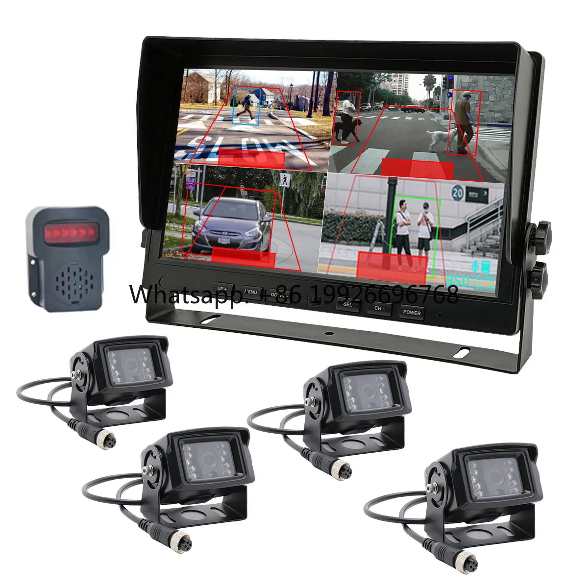 4 Channel 10.1 Inch Screen 1080P AHD IP69K Waterproof Camera AI BSD Special Vehicle Truck Monitoring System