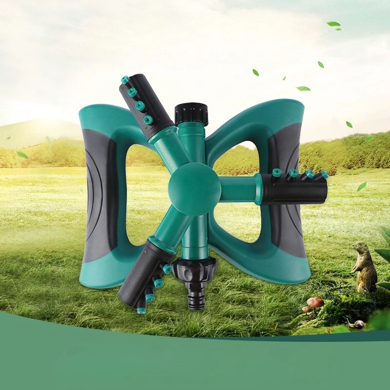 Garden Irrigation 3‑Arm Rotatory Sprinkler 360° Full‑Circle Spray Head Connectable for Plant Nursery Use