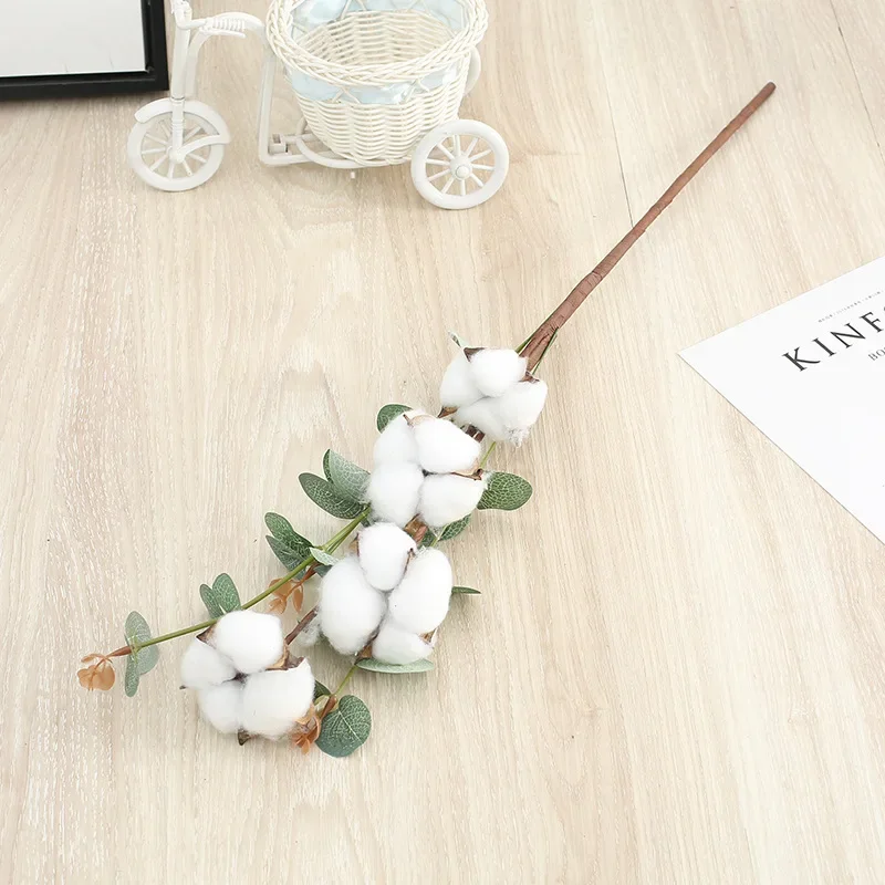 

4 Pack Artificial Flower Cotton Branches Home Decor Room Decor Wedding Bridal Bouquet Table Decor Accessories Flores