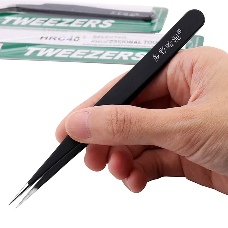 

1/2Pcs Precision Anti-static Tweezers - Metal Pointed Curved Set, Industrial Electronics Repair Maintenance Tool Supplies