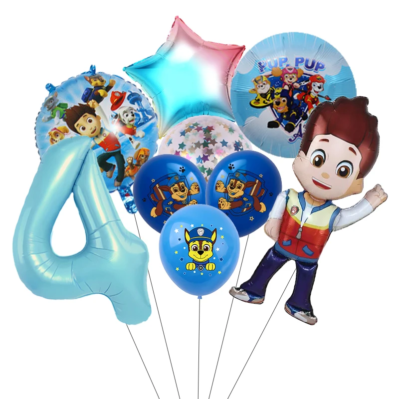9pcs Cartoon Paw Patrol Themed Party Decoration Supplies Rescue Dog Aluminum Foil Balloon Birthday Gift - view 4