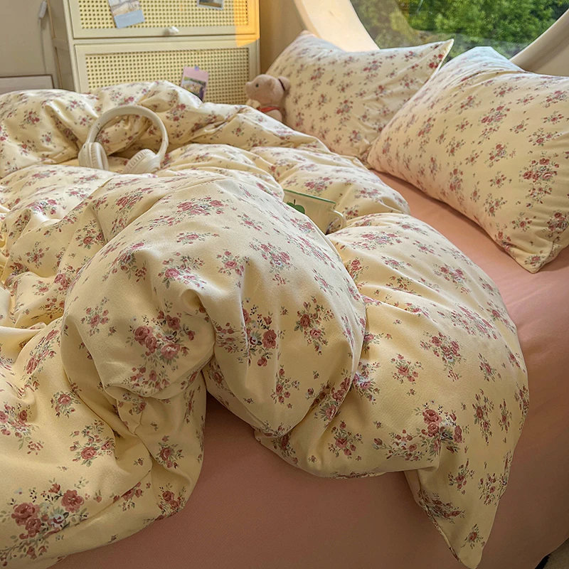 Floral Style Duvet Cover Soft Quilt Cover Single/Double/Queen Size Comforter Covers Girls Room Bedding (Pillowcase Need Order)