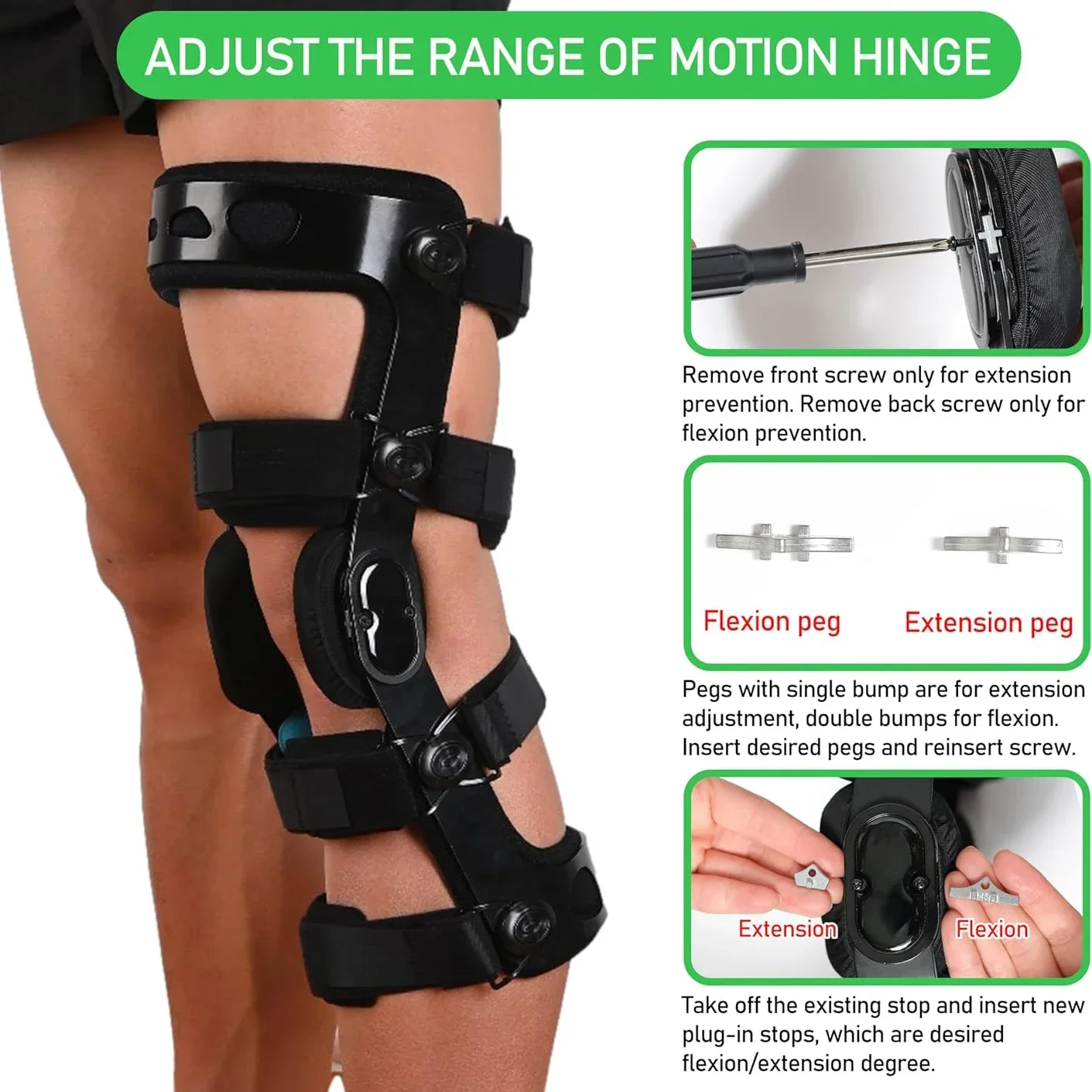 Functional Knee Brace - for ACL/MCL/PCL/Meniscus/Ligament/Sports Injuries, Hinged ROM Orthopedic Knee Orthosis for Men & Women