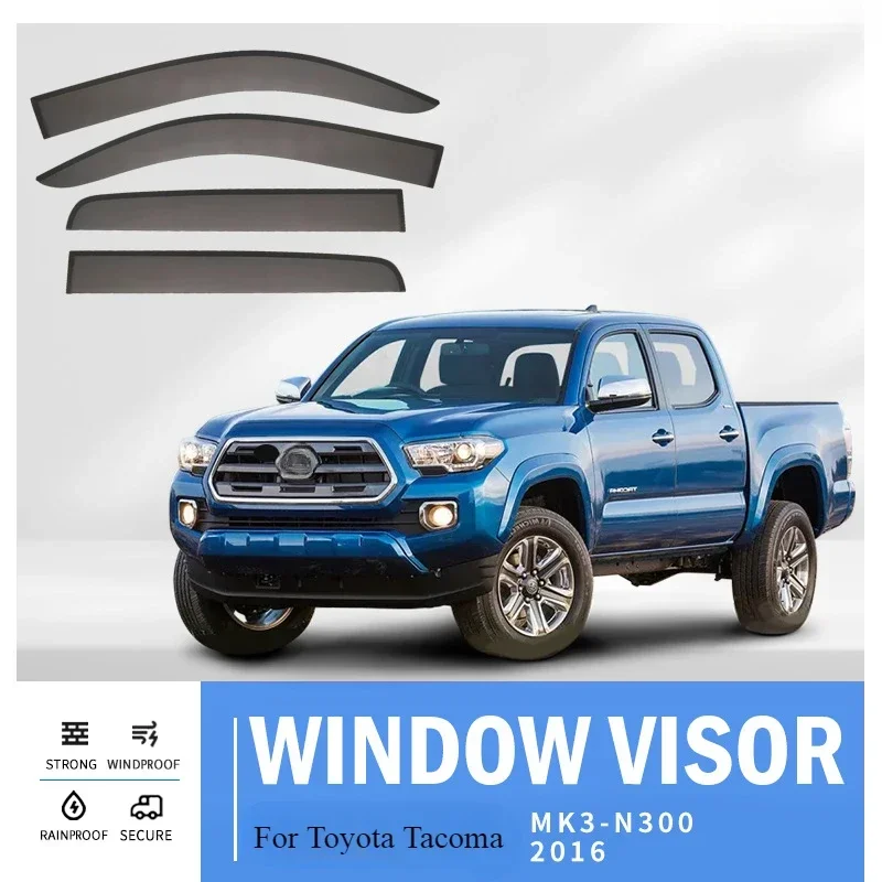 Weathershields Wind Rain Guard Accessories Rain Eyebrow Visor Vent Shades Awnings For Toyota Tacoma MK3-N300 2016+ Weathershie