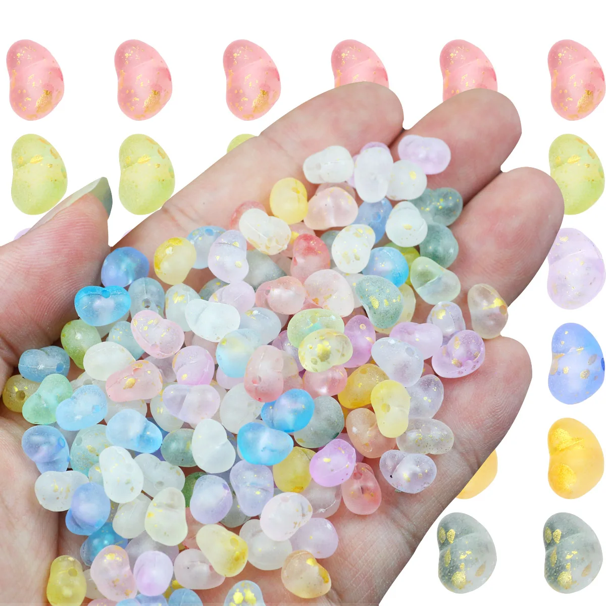 100/200/400pcs 9mm Acrylic Irregular Shape Powder Filled Loose Spacer Beads For Jewelry Making Diy Bracelet Necklace Accessories