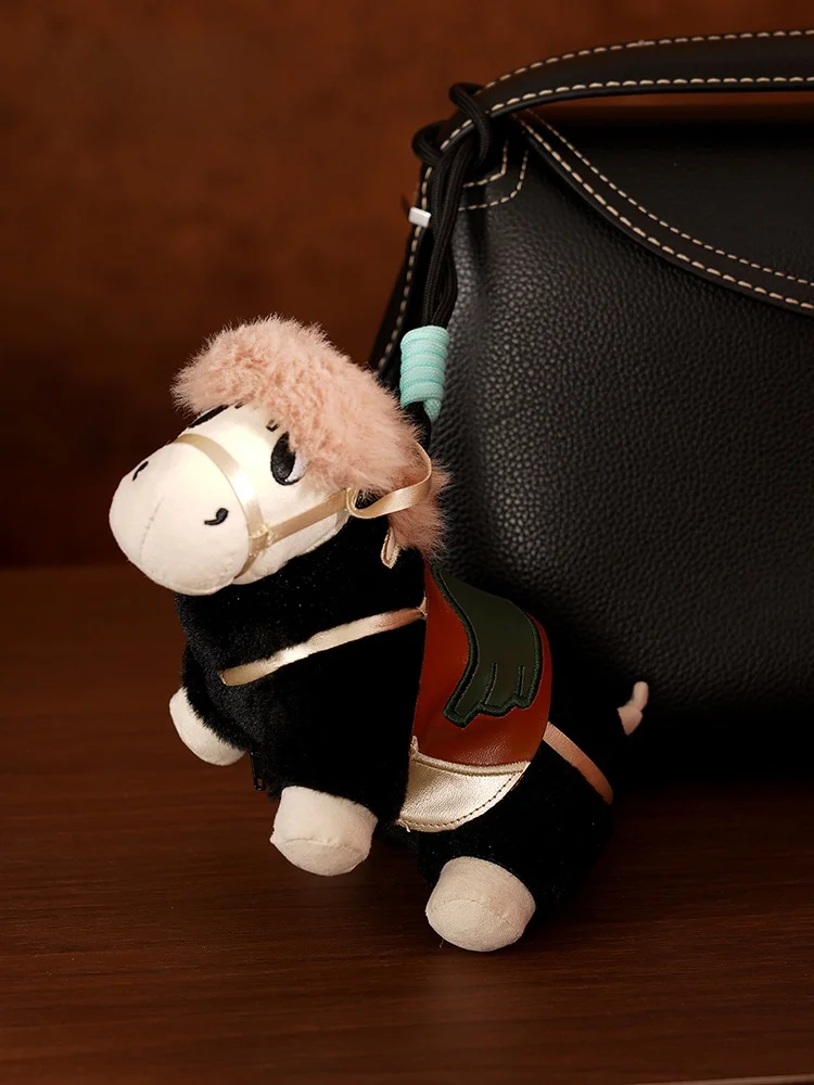 Creative Black  Plush Hanging Ornament Sound Making Soft Toy Museum Inspired Cute Cartoon  Year Doll for Children