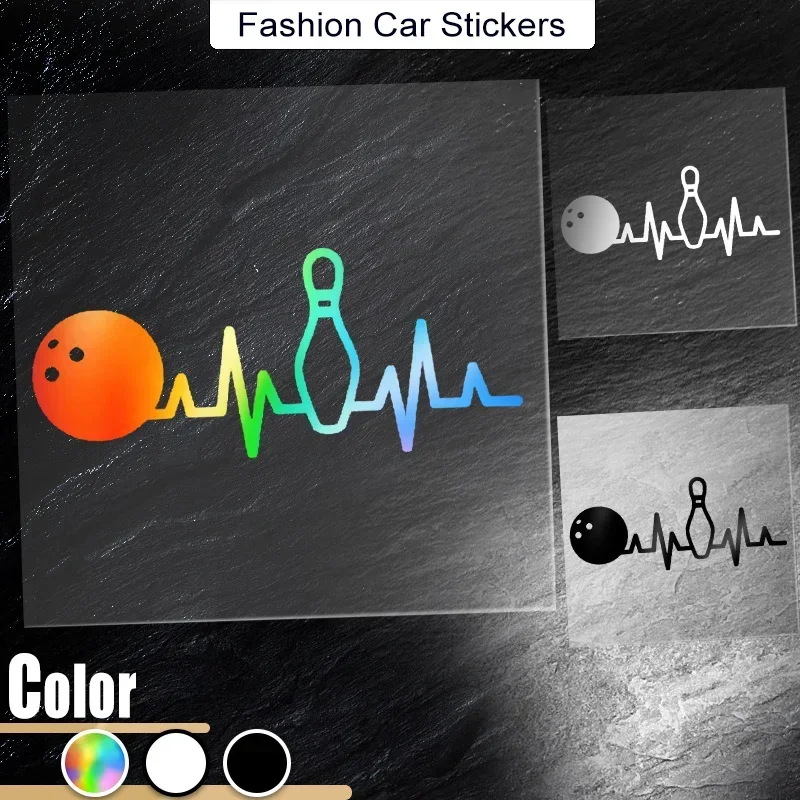 Bowling Heartbeat Reflective Car Stickers Auto Window Bumper Vinyl Decals Waterproof Decal Creative Car Accessories