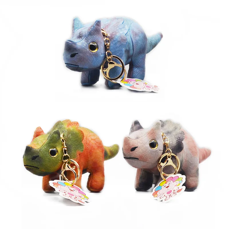 New Style Stuffed Animals Plush Key Chain Triangular Dinosaur Camouflage Style Backpack Pendant Brithday Gifts for Friends