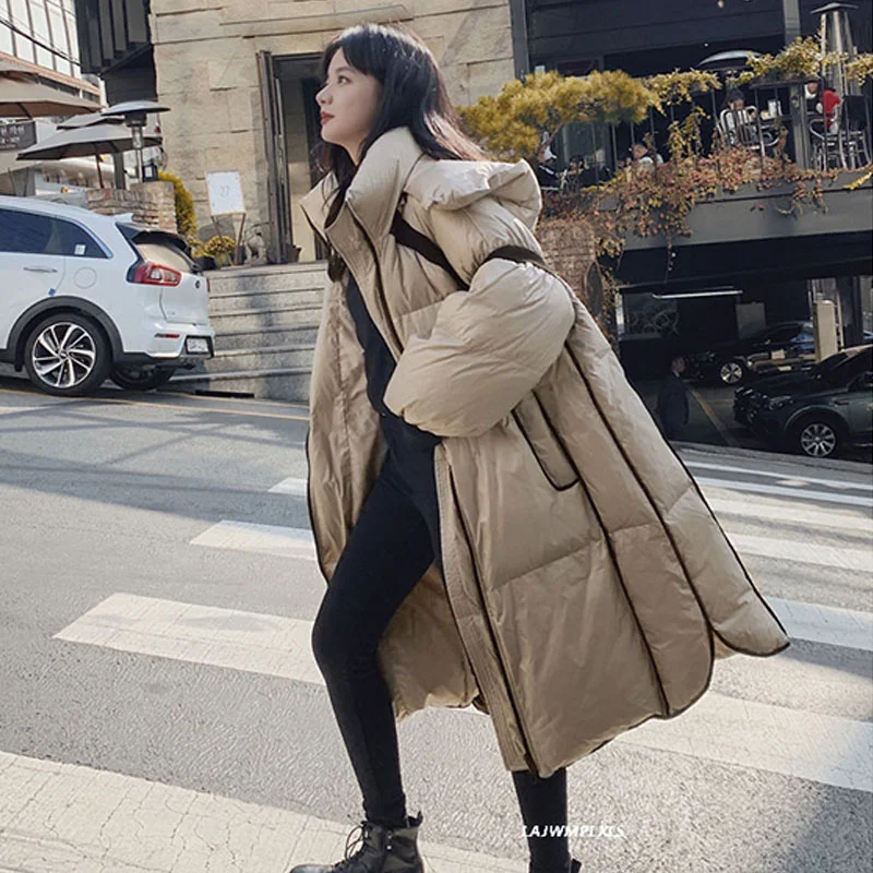 Winter 2023 90% New White Duck Down Coat Women Jacket Female Hooded Long Parkas Thick Warm Loose Casual Outwear Y234