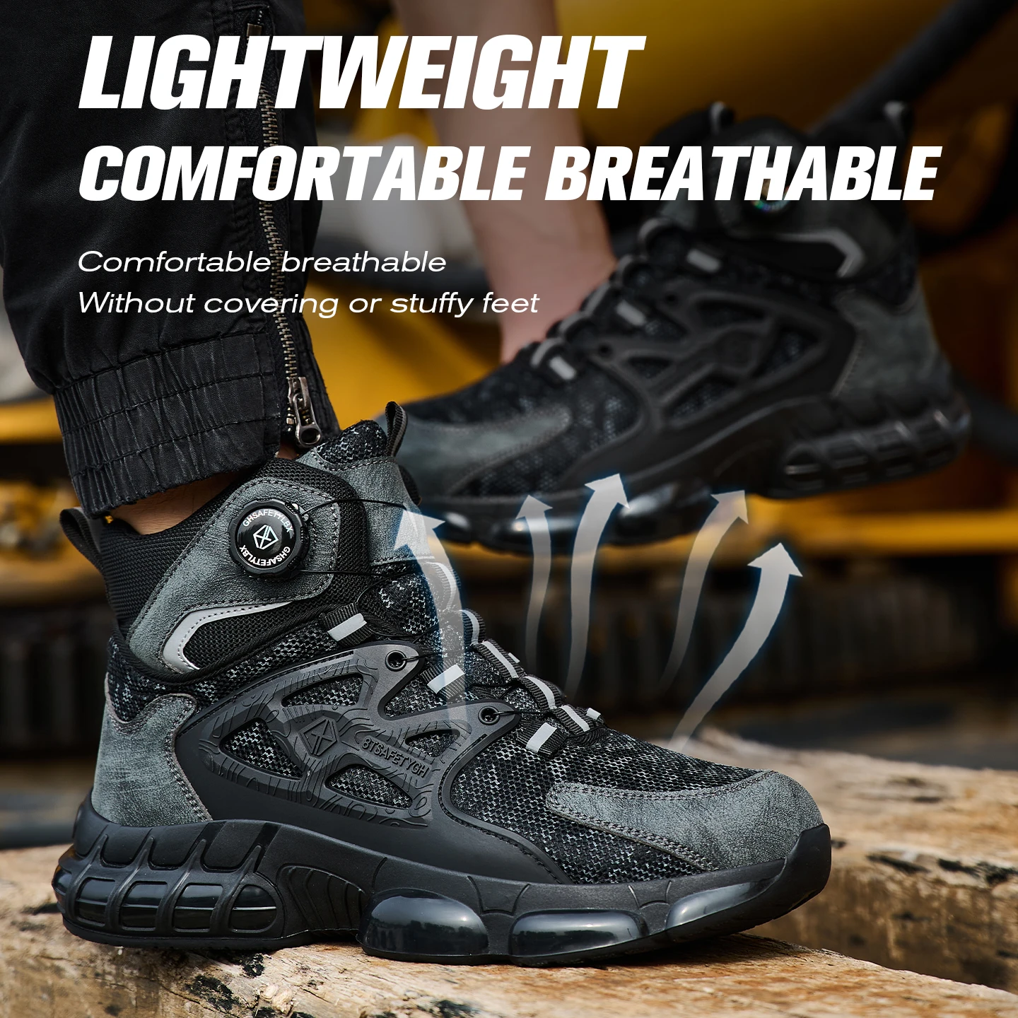Men Safety Shoes Anti-puncture Work Sneakers Indestructible Rotary Buckle Shoes Men Boots Lightweight Men Shoes Protective Shoes