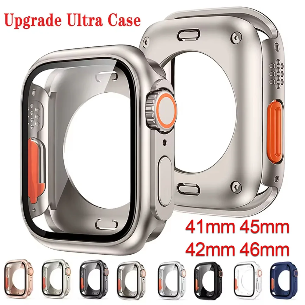 Upgrade Ultra PC Case for Apple Watch 12 46/42mm 11/10 46mm 42mm Screen Protector Cover for IWatch Series 9 8 7 45mm 41mm Cases