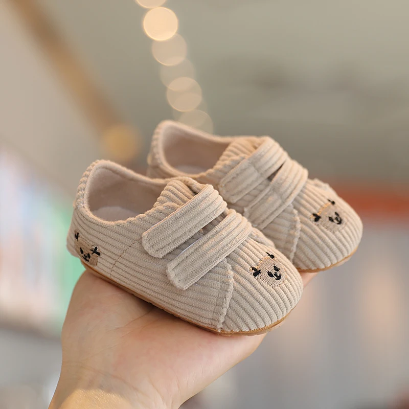 Klassieke Babyschoen Jongen Meisje Baby Schattig Dier Gezicht Casual Platte Sneaker Baby Enkellaars Katoenen Rubber Antislip Warme Wandelschoenen