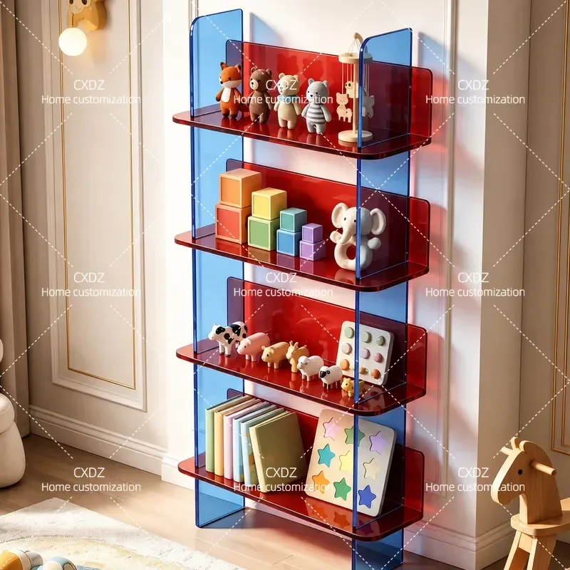 Color Acrylic Floor Shelf Multi Layer Book Storage Display Rack for Room Picture Books Home Organization Furniture