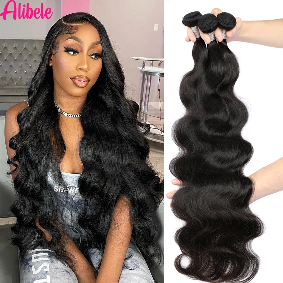 28 30 32 Inches Long Hair Body Wave Bundles Human Hair Weave Bundles Malaysia Weave Hair Bundles Deal 1/3/4 PCS Hair Extensions