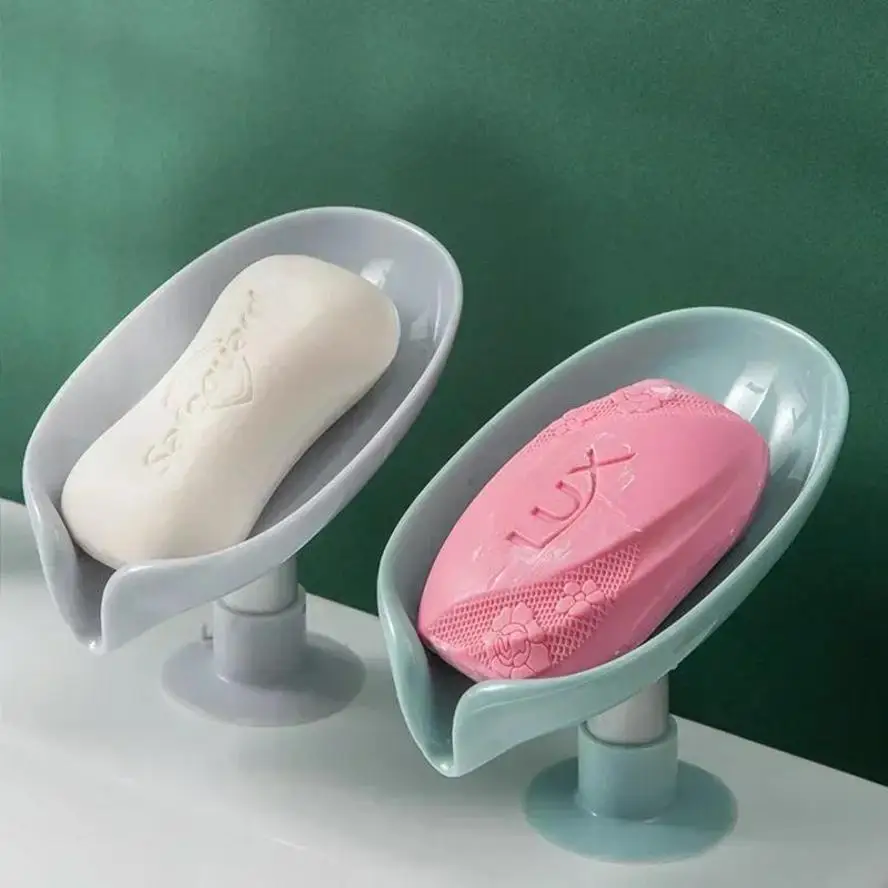 Bathroom Creative Leaf-shaped Soap Box Drain Soap Rack Box Shower Fixed Soap Rack Sponge Storage Tray Soap Dish Home Gadgets