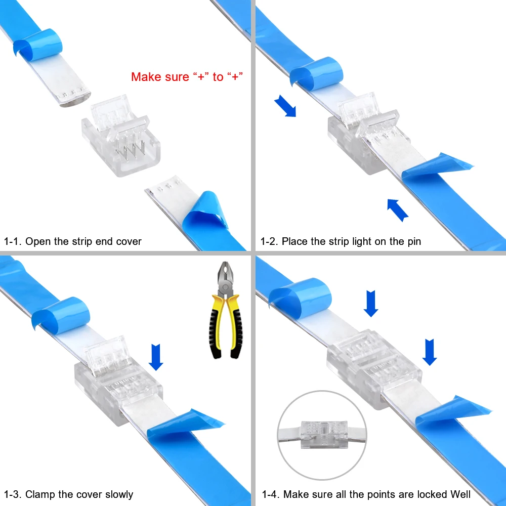 Złącze listwy RGB LED do 10mm 4pin IP20 IP65 5050 2835 SMD światła taśma RGB L kształt przewód zasilający przedłużacz złącza narożne