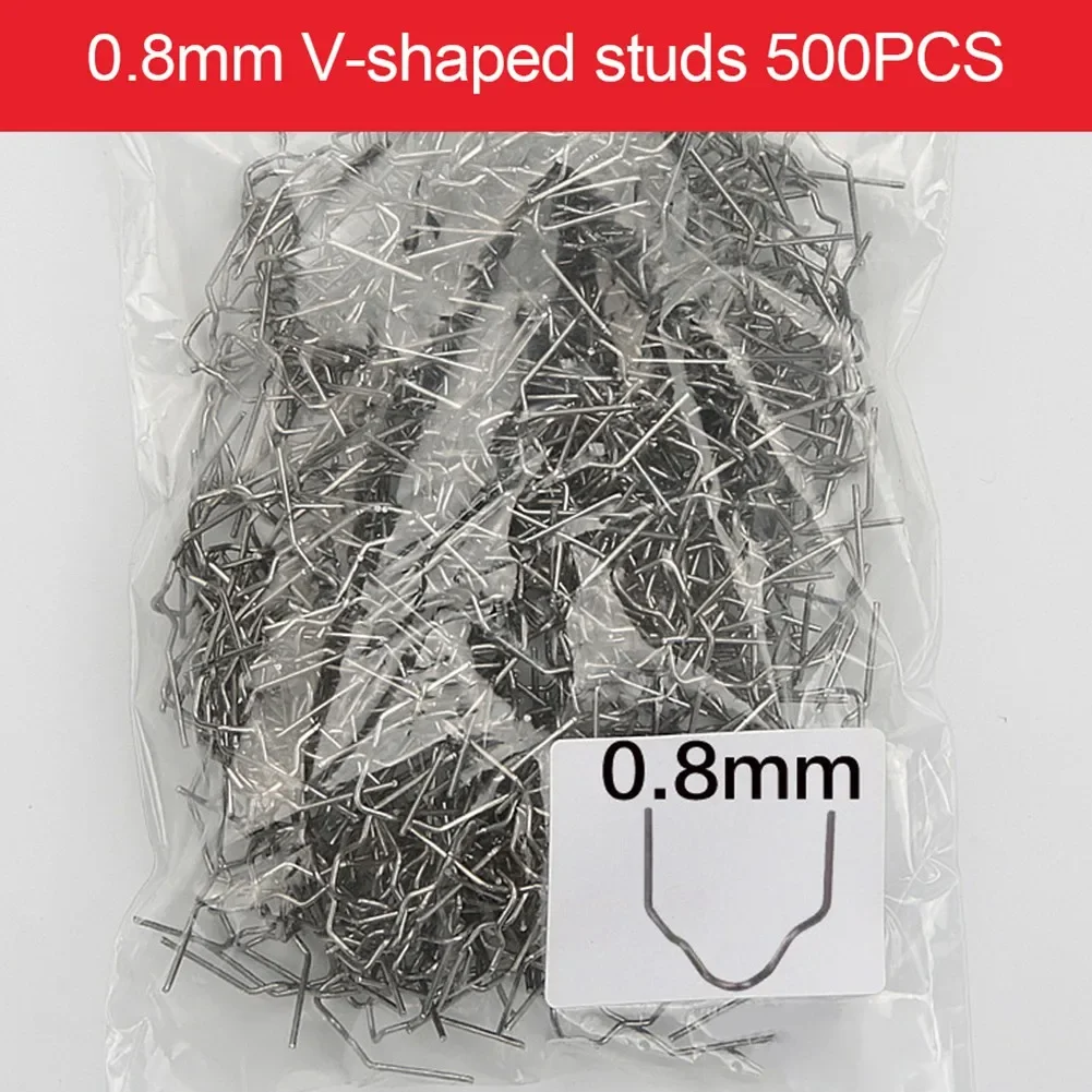 500 Stück Kunststoff-Schweißhefter, Standard-Vorgeschnittene Wellblechklammern für Stoßstangen-Karosseriereparatur, 0,8/0,6mm Edelstahl-Schweißwerkzeuge