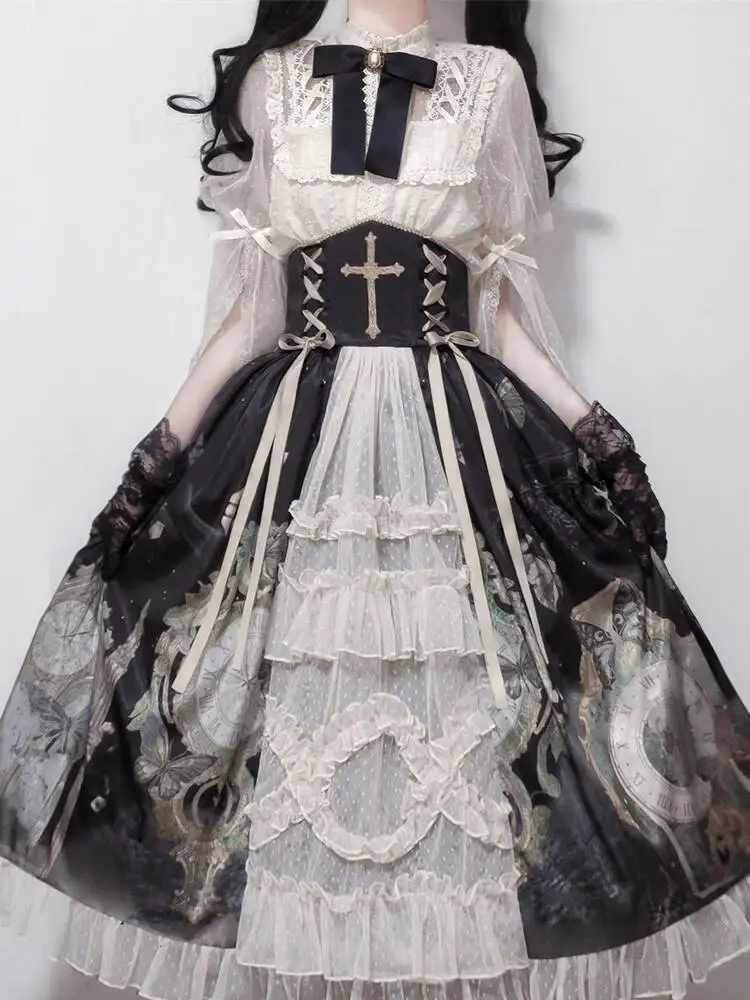 

Новое элегантное платье Лолиты с бабочкой Cal, повседневная ретро-одежда принцессы в готическом стиле, женская юбка, фиеста, карнавал, Хэллоуин, косплей, вечеринка
