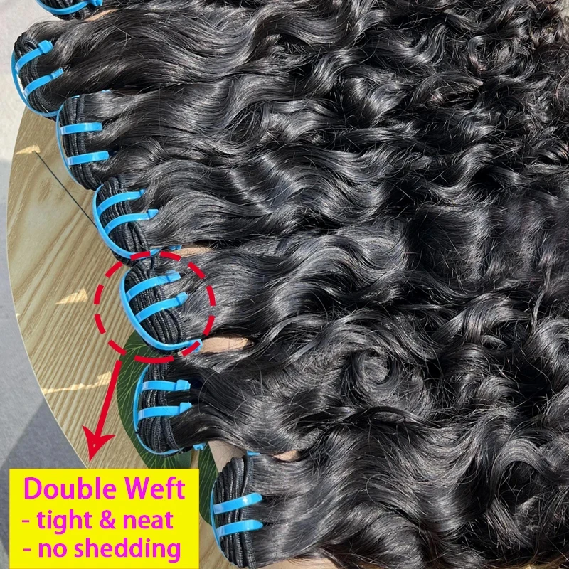 18A Water Wave Bundles 100% Human Hair Extensions Unprocessed Vietnamese Raw Hair Double Weft Natural Wave Hair Thick #1B Color
