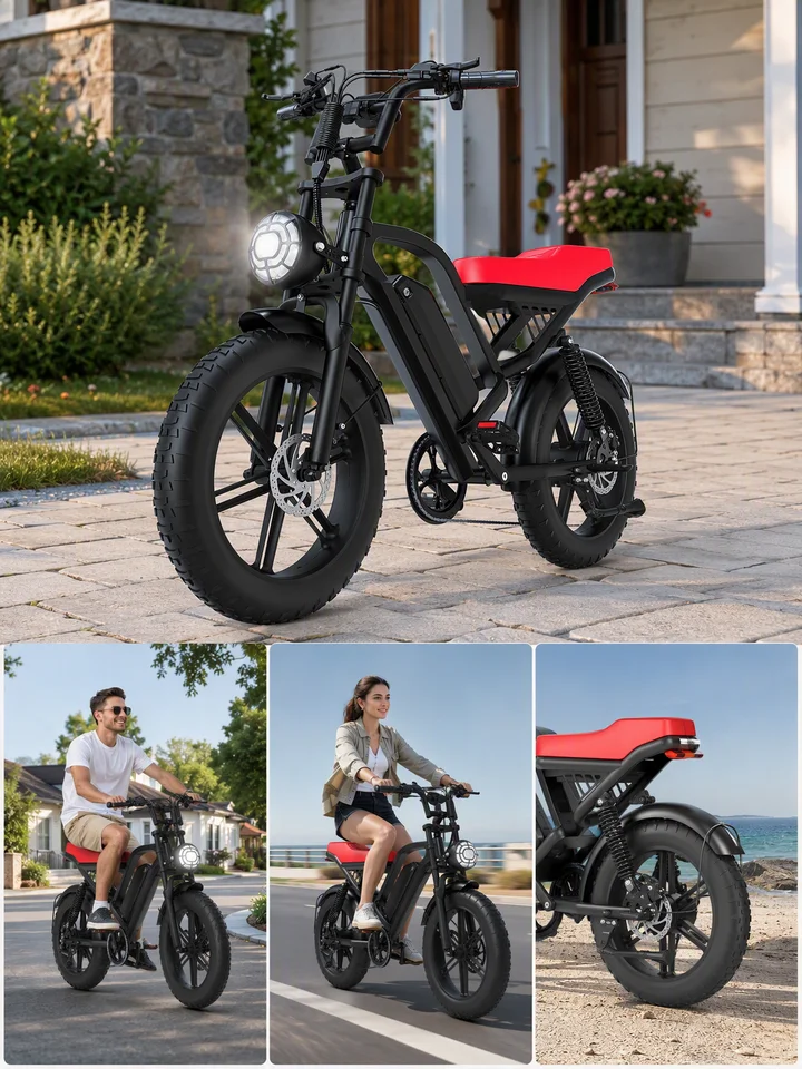 Peak 750W Brushless Motor E-Bike, 20x4.0 Fat Tire Electric Mountain Bike with 100Nm Torque, 60-Mile Max Range, Dual Disc Brakes for Snow, Sand & Mud image 6