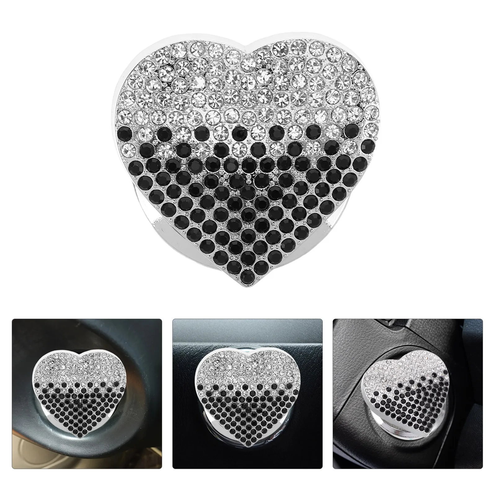 

2pcs Push Button Cover Zinc Alloy One-Button Start Decorative Cover Anti-Scratch Rhinestone Engine Start Button Protector No