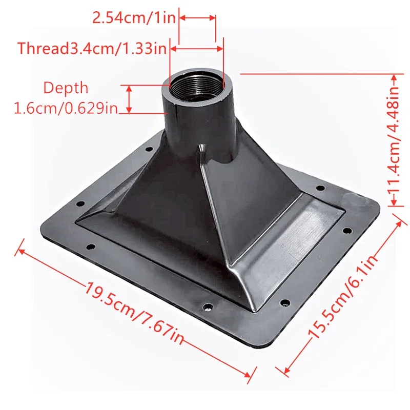 MW Audio 1 inch keelhoorn met schroefdraad, 195x155x114 mm vierkante kunststof golfgeleider, voor podium KTV PRO audio-compressiedriver