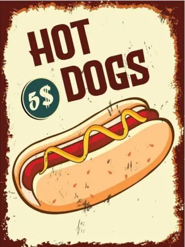 Hot Dogs Vintage Metal Tin Sign Plaque Retro Advert Home Workshop Garage Bar