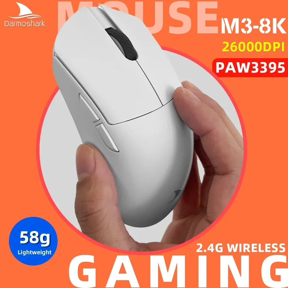 Новая беспроводная Bluetooth-мышь Darmoshark M3 Dual 8K для киберспорта с тремя режимами, 26000 точек на дюйм, PAM3395, мышь для компьютера, ноутбука, ПК, геймера