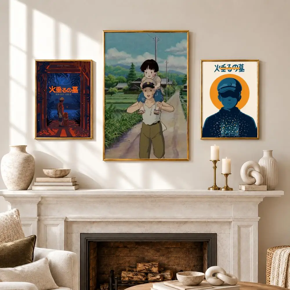 Classic Anime G-Grave of the FirefliesS Poster HD Self-Adhesive No Residue After Removal Ideal for All Kinds of Wall Decor