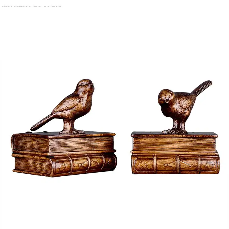 European-style Retro Bird Book By Ornaments Resin Animal Bookends Holders Home Accessories Study Soft