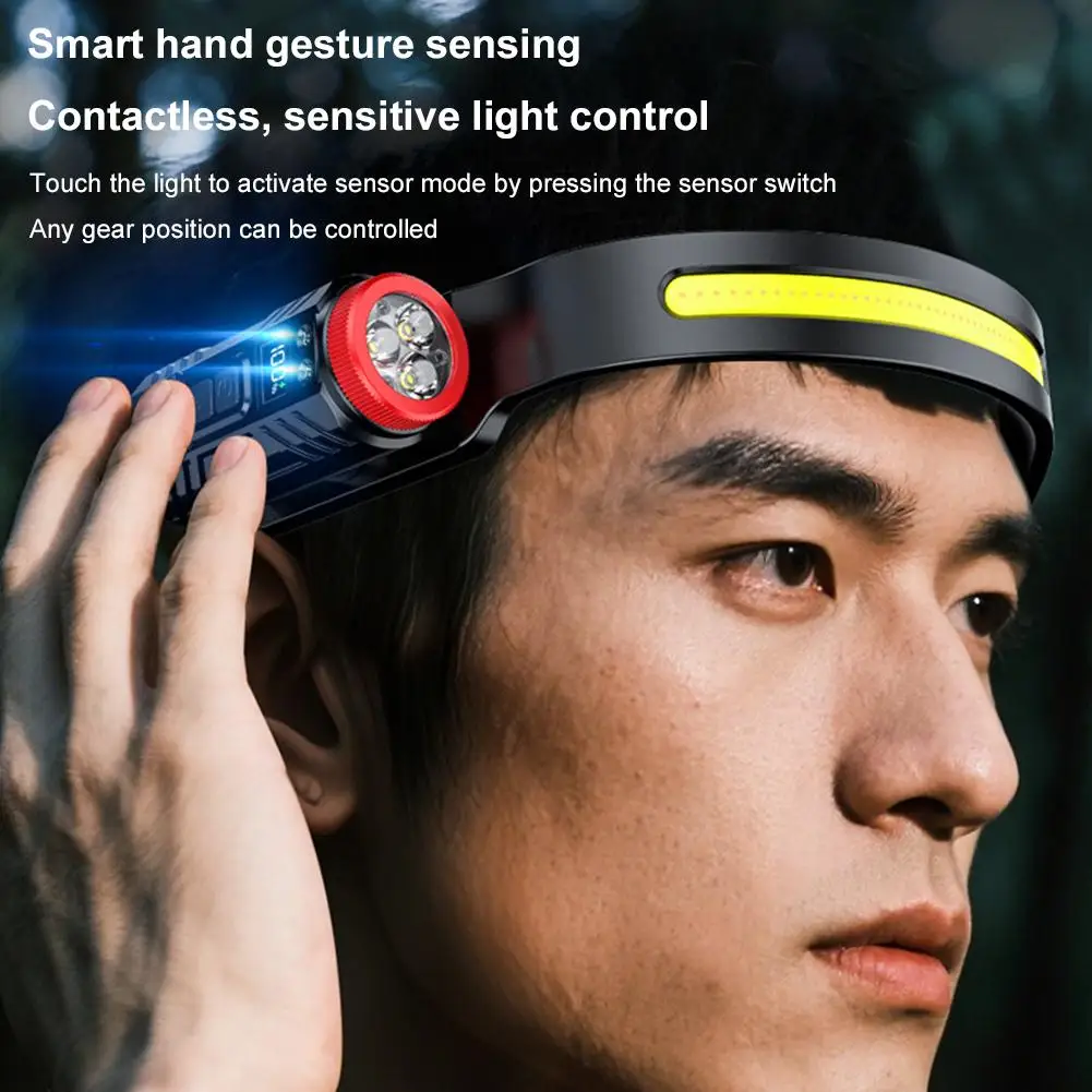 

LED Headlamp Induction Head Lamp USB Rechargeable Zoom COB 3 Modes Headlamp For Outdoor Running Camping Lamp