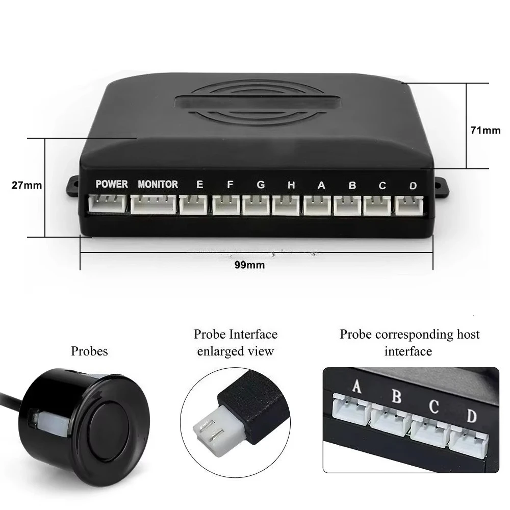 Light Emitting Diode Parking Sensor System with 8 Parking Sensors Car Reversing Radar Buzzer  Alarm Light Emitting Diode Display
