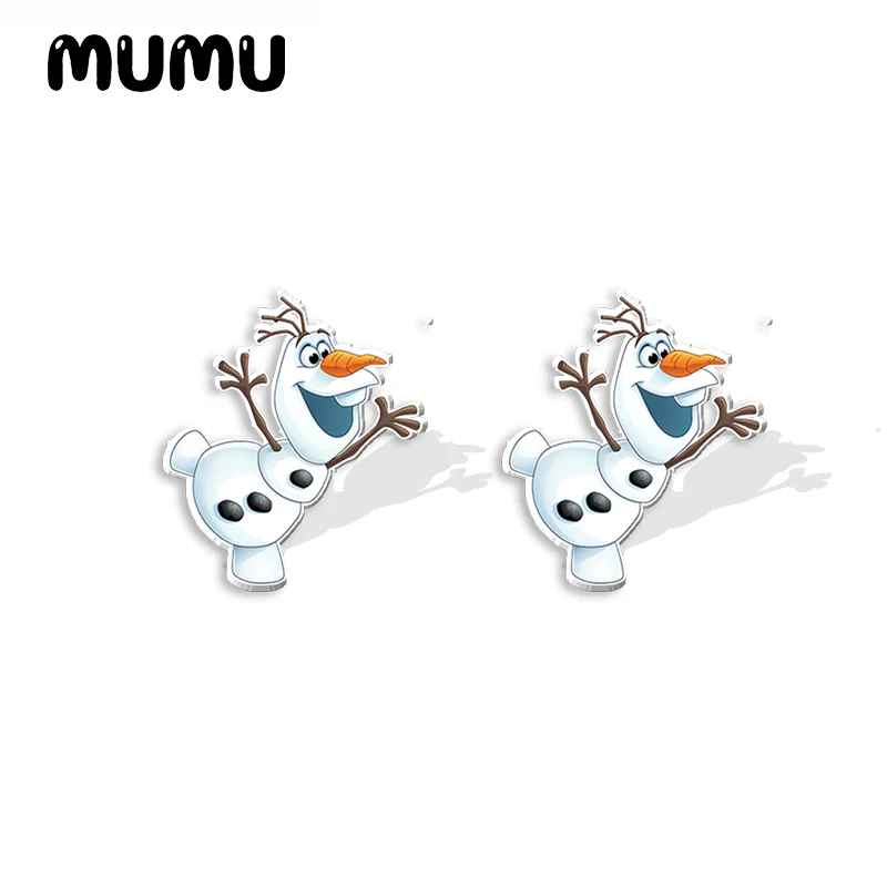 2024 New Olaf Stud Earring Funny Snowman Epoxy Jewelry Resin Acrylic Earrings Handmade Gifts Girl