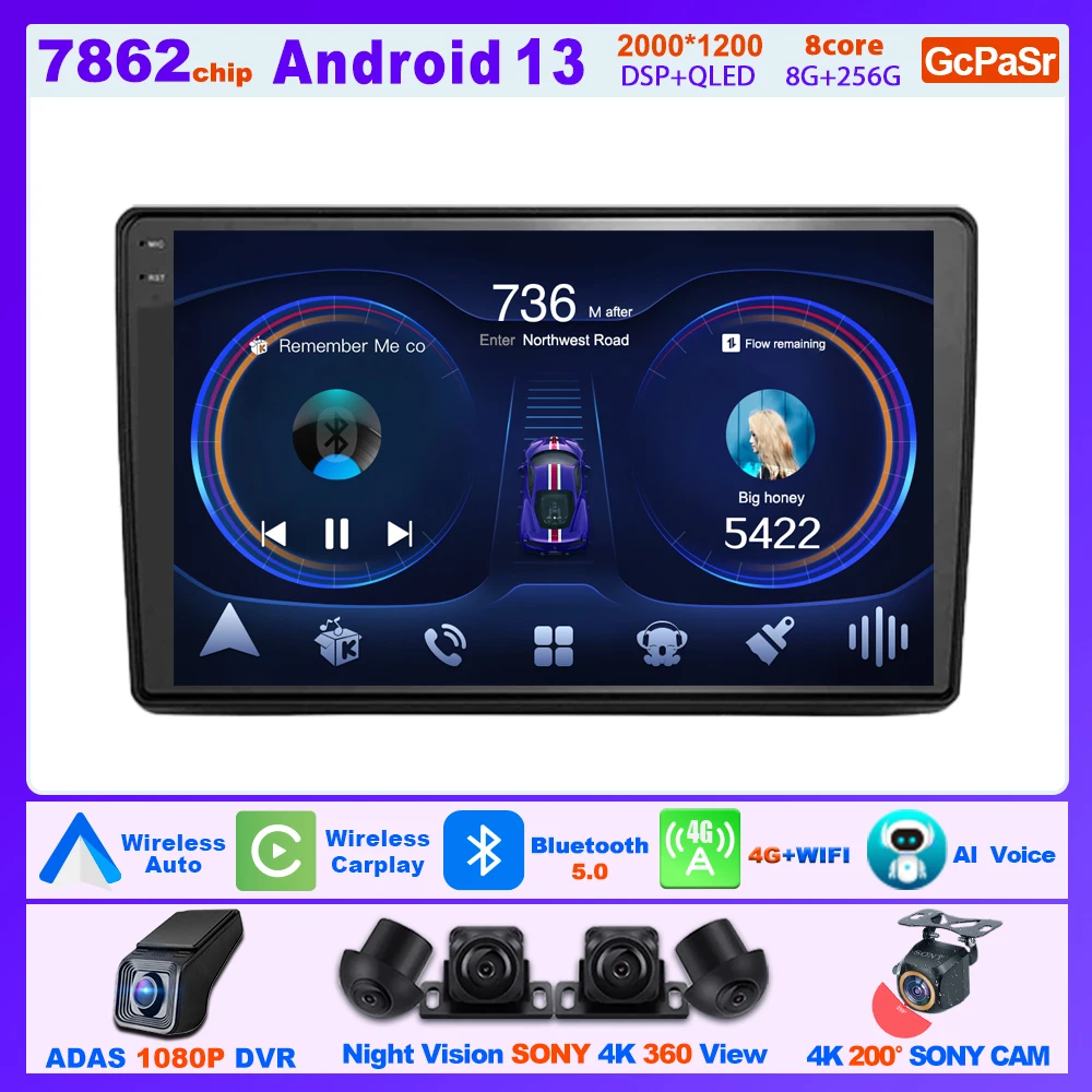 

Carplay Android Wireless Radio For CITROEN C2 C3 2001-2010 Multimedia Center Smart Car Systems 5G Wifi GPS Touch Screen Display