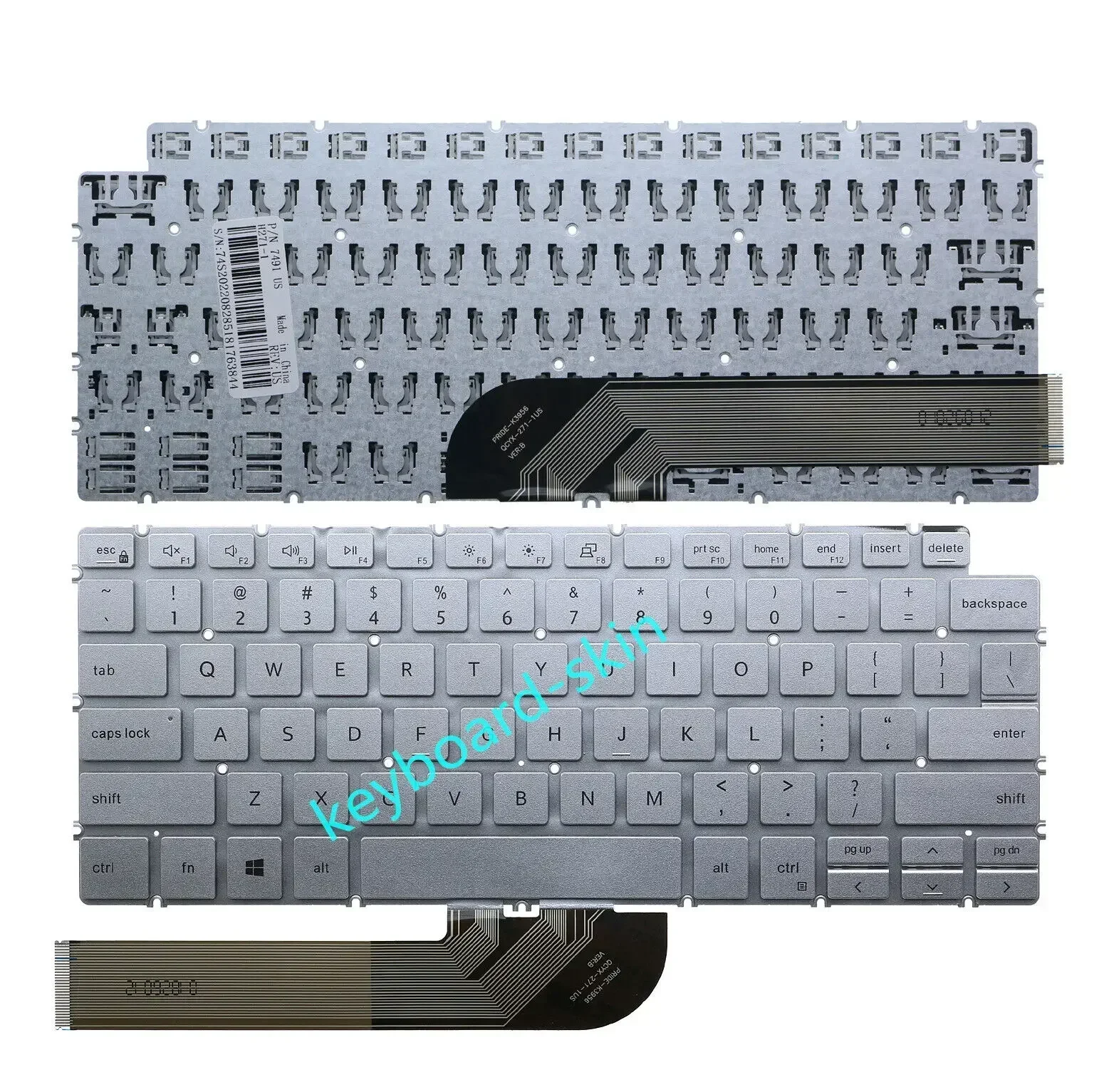 Silver US no-backlit Keyboard for Dell Inspiron 5400 5401 5402 5405 5406 5409 5490 5493 5498 P120G P130G 7400 7405 2n1 5390 5391