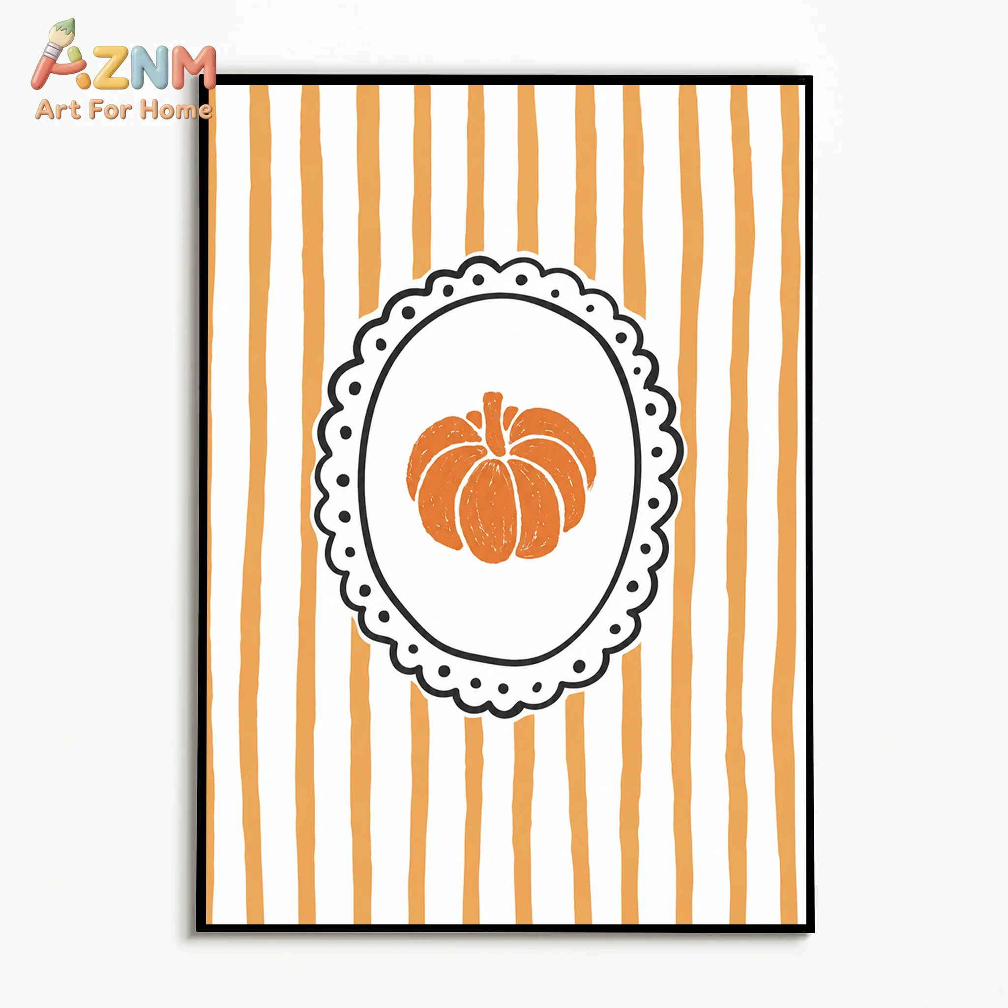 AZNM 플레이드 스트라이프 헬로 펌킨 레터 캔버스 벽 - Vintage Fashion Wall Art 리뷰 및 가격
