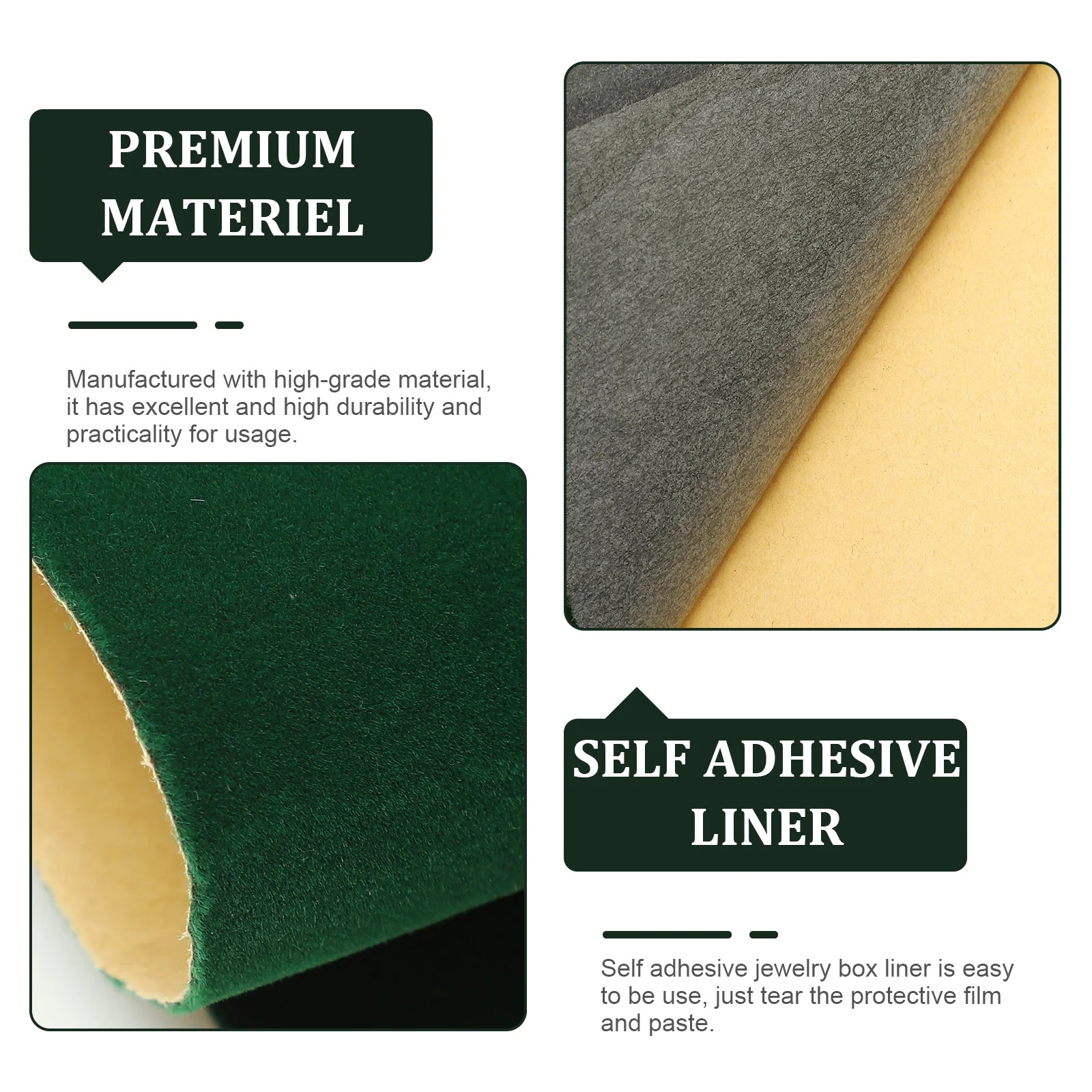

Self-Adhesive Green Felt Fabric Jewelry Box Liner Diy Decorative Drawer Organizer Craft Supply For Gift Box Display Case