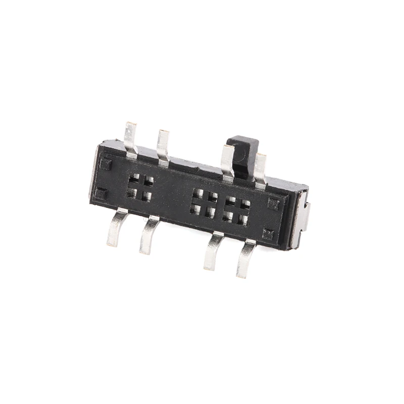 Mini interruptor deslizante de encendido y apagado, 10 piezas, 8 pines, 3 posiciones, Micro interruptor de palanca deslizante H = 2MM, interruptor